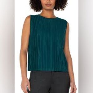 ZARA Basic Collection Forest Green Pleated Flare Sleeveless Blouse